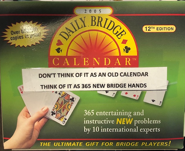 Daily Bridge Calendar 2005=2022 A WEBSITE JUST FOR BRIDGE GIFTWARE